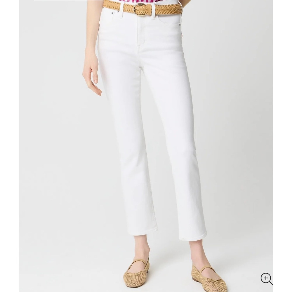 J.Crew Essential Straight White Jeans Petite 30P High Rise Stretch Denim NWT